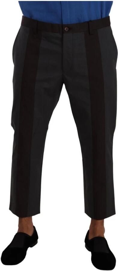 Dolce & Gabbana Gray Bordeaux Striped Cropped Trouser Pants Grijs Heren