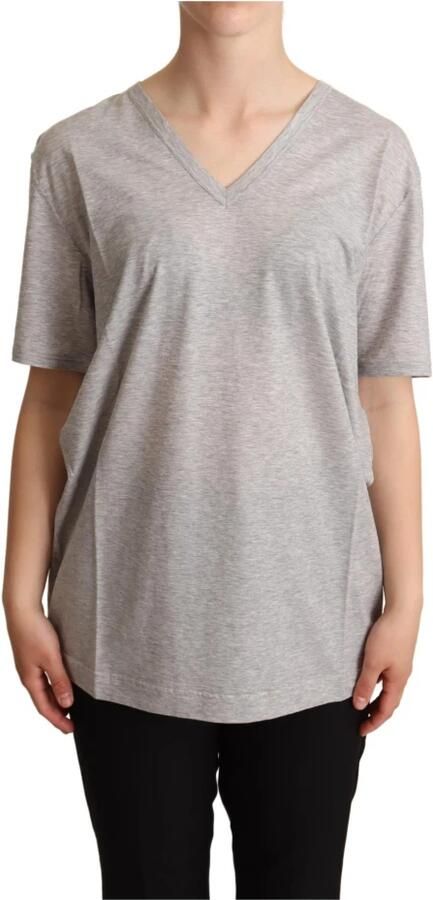 Dolce & Gabbana Grijze effen V-hals top T-shirt Gray Dames - Foto 4