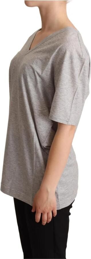Dolce & Gabbana Grijze effen V-hals top T-shirt Gray Dames - Foto 3