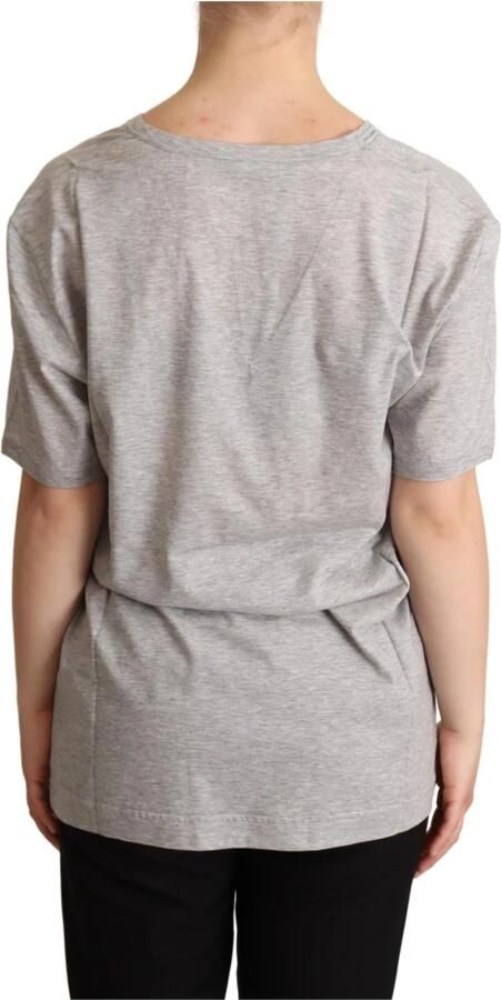 Dolce & Gabbana Grijze effen V-hals top T-shirt Gray Dames - Foto 2