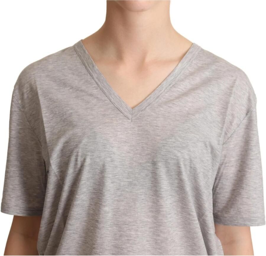 Dolce & Gabbana Grijze effen V-hals top T-shirt Gray Dames