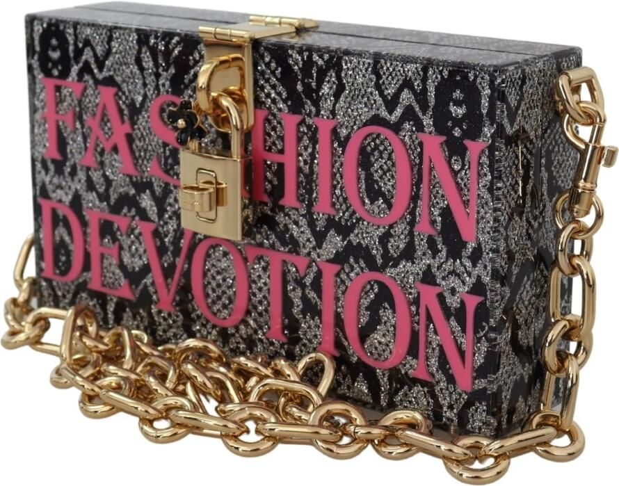 Dolce & Gabbana Grijze Fashion Devotion Clutch Plexi Sicily BOX Tas Gray Dames