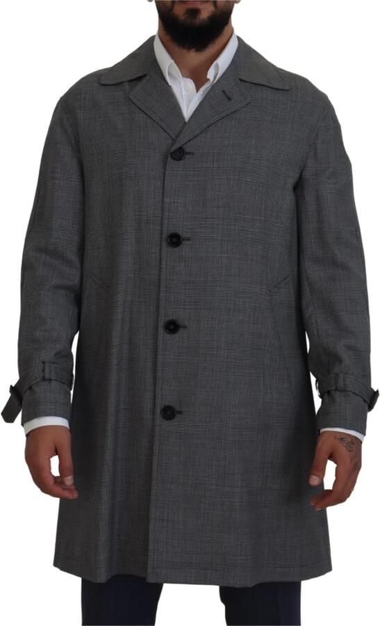 Dolce & Gabbana Grijze Geruite Trenchcoat Elegante Stijl Gray Heren - Foto 3