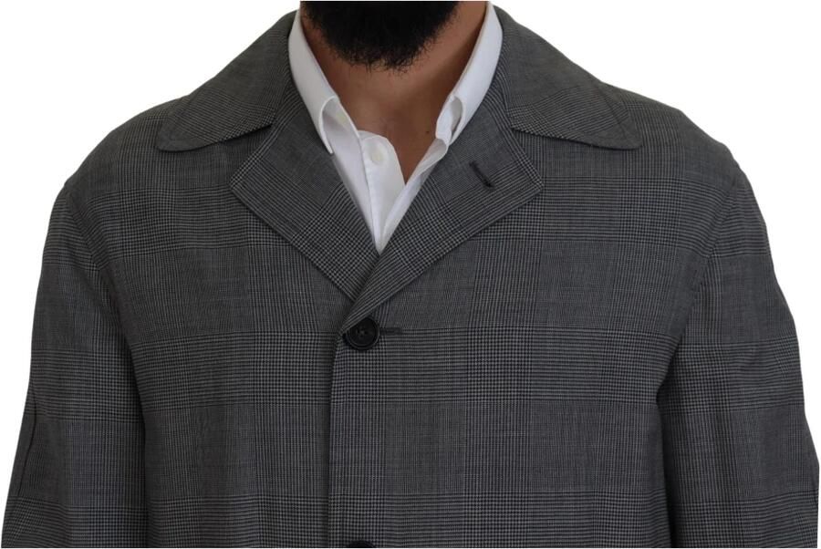 Dolce & Gabbana Grijze Geruite Trenchcoat Elegante Stijl Gray Heren - Foto 2