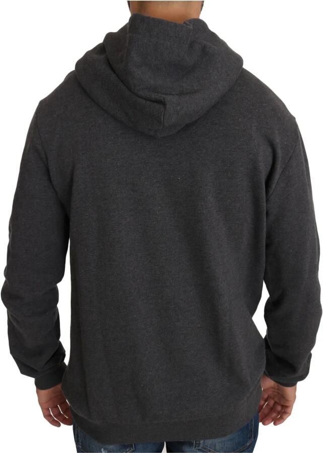 Dolce & Gabbana Grijze Hoodie met Rode Kristallen Hart Pistool Trui Gray Heren