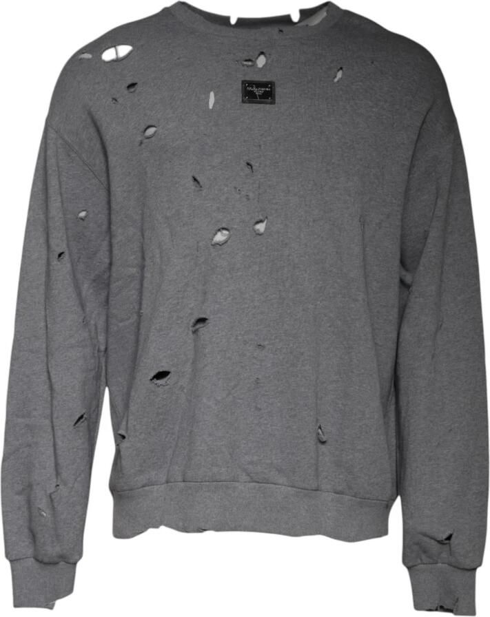 Dolce & Gabbana Grijze Katoenen Logo Crew Neck Sweater Gray Heren