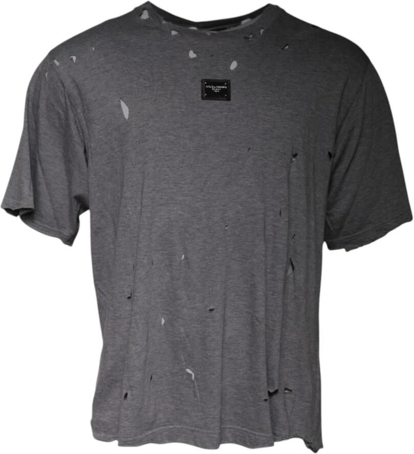 Dolce & Gabbana Grijze Katoenen Logo Crew Neck T-shirt Gray Heren
