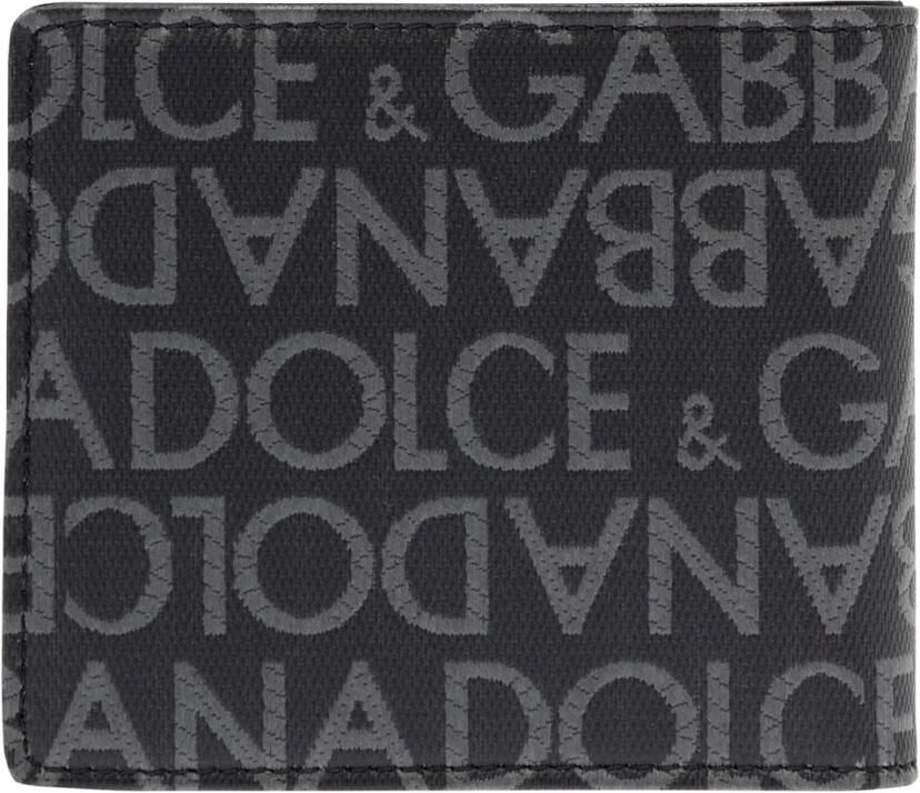 Dolce & Gabbana Logoed Jacquard Portemonnee Zwart Grijs Gemaakt in Italië Black Heren - Foto 2