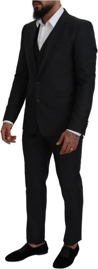 Dolce & Gabbana Zwart Virgin Wool Formeel 3-delig Pak Klassieke Elegantie Black Heren - Foto 16