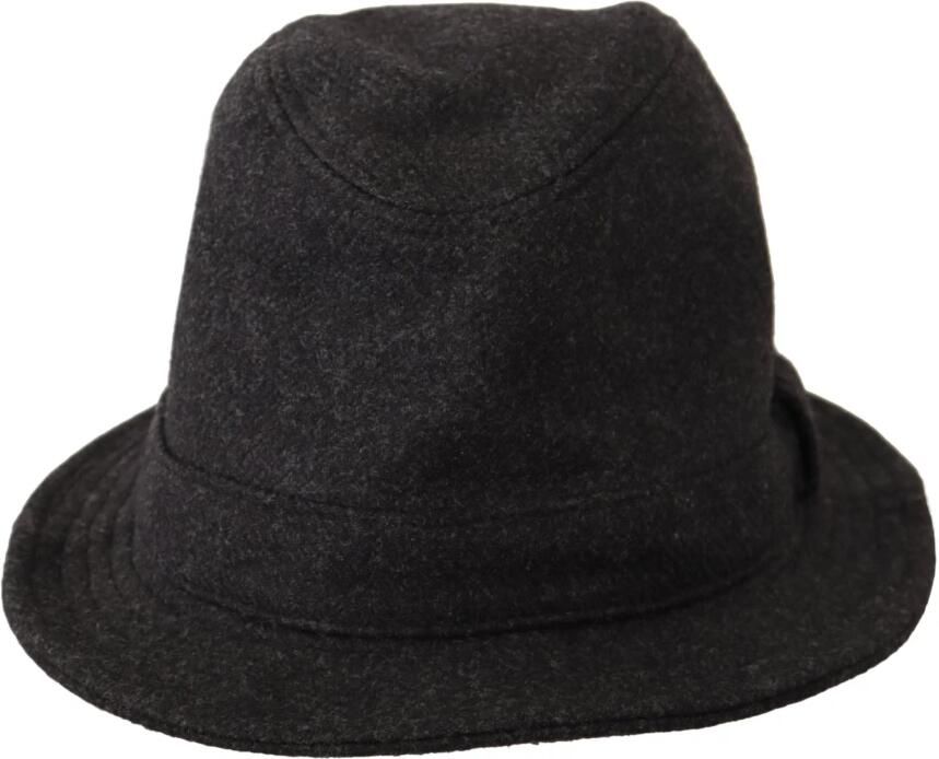 Dolce & Gabbana Grijze Virgin Wool Logo Fedora Trilby Hoed Black Dames - Foto 6
