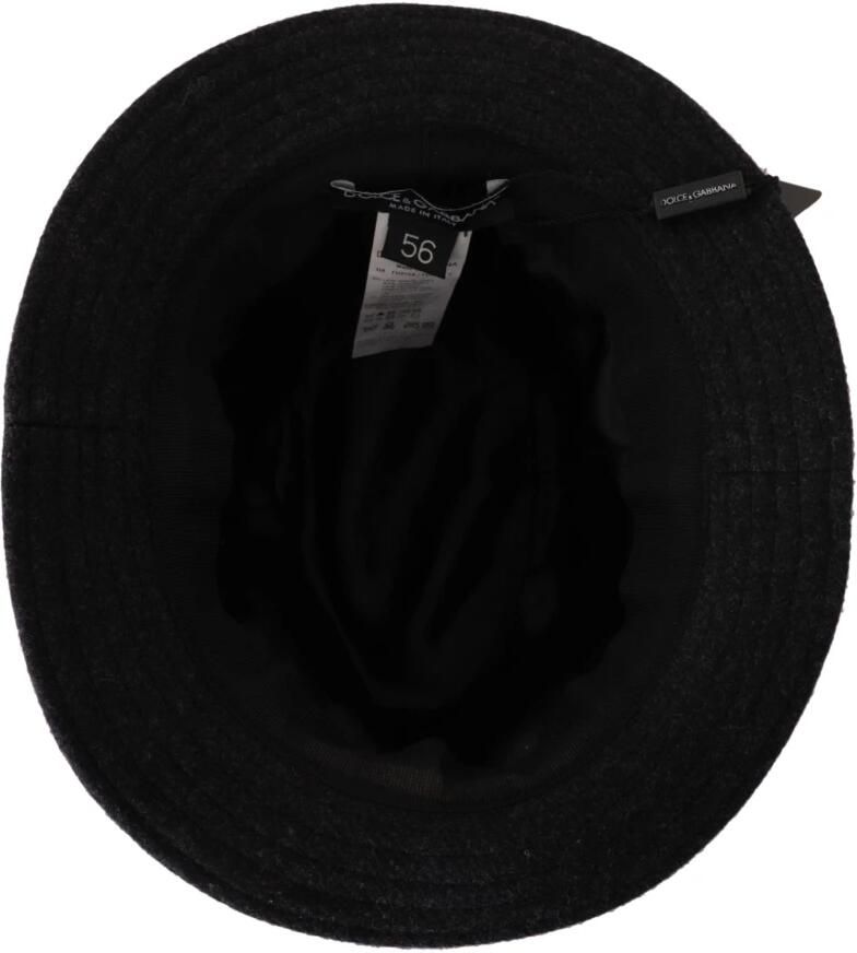 Dolce & Gabbana Grijze Virgin Wool Logo Fedora Trilby Hoed Black Dames - Foto 3