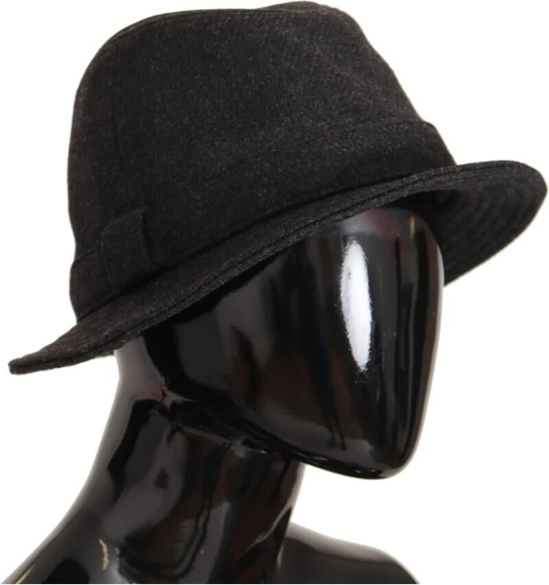 Dolce & Gabbana Grijze Virgin Wool Logo Fedora Trilby Hoed Black Dames - Foto 4