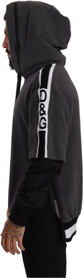 Dolce & Gabbana Gray Black Cotton Hooded #Dgmillennials Sweater Grijs Heren - Foto 6