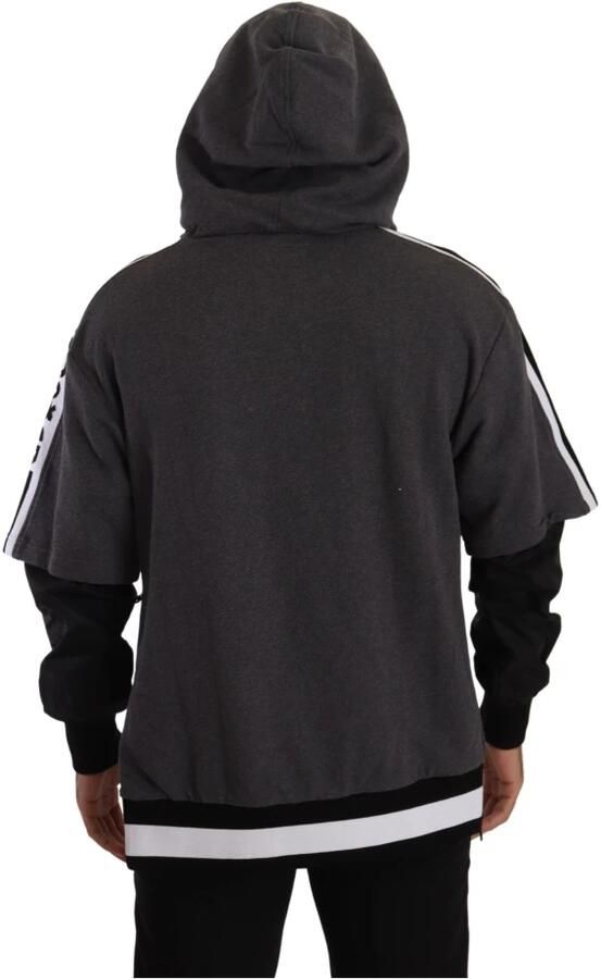 Dolce & Gabbana Gray Black Cotton Hooded #Dgmillennials Sweater Grijs Heren - Foto 3