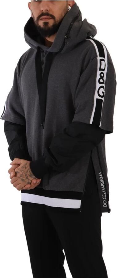 Dolce & Gabbana Gray Black Cotton Hooded #Dgmillennials Sweater Grijs Heren - Foto 5