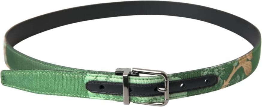 Dolce & Gabbana Groen Leren Jacquard Metalen Gesp Riem Green Heren - Foto 5