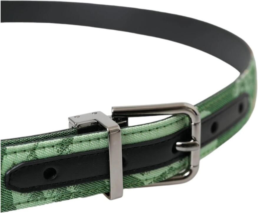 Dolce & Gabbana Groen Leren Jacquard Metalen Gesp Riem Green Heren - Foto 3