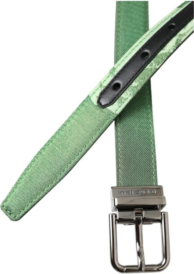 Dolce & Gabbana Groen Leren Jacquard Metalen Gesp Riem Green Heren - Foto 4