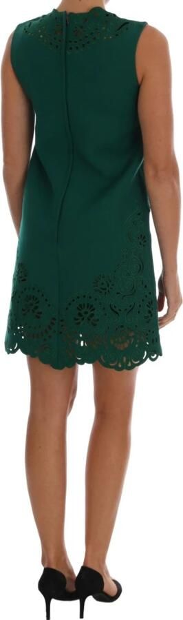 Dolce & Gabbana Groene Bloemen Uitgesneden Zijde Wol Jurk Green Dames - Foto 7