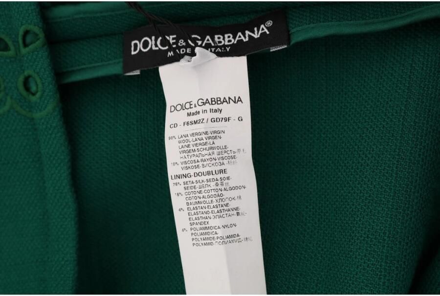 Dolce & Gabbana Groene Bloemen Uitgesneden Zijde Wol Jurk Green Dames - Foto 3