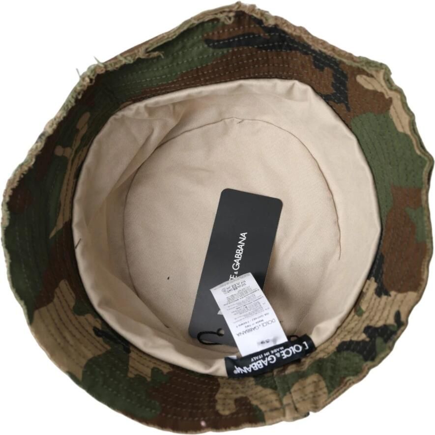 Dolce & Gabbana Groene Camouflage Katoenen Bucket Hoed Green Heren