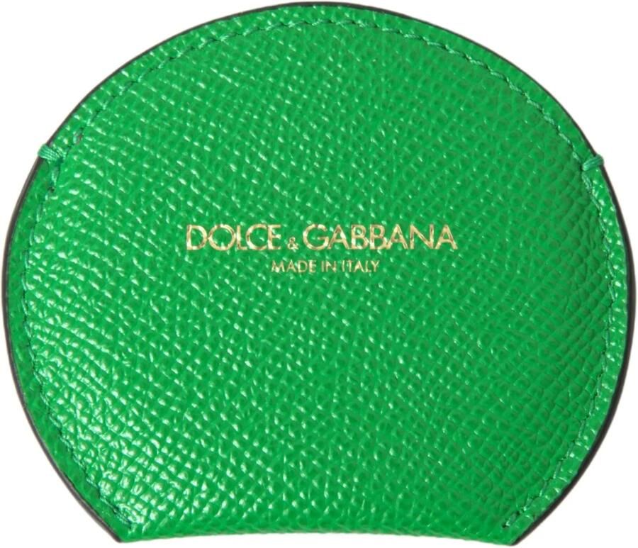 Dolce & Gabbana Groene Leren Ronde Logo Handspiegelhouder Green Dames - Foto 3