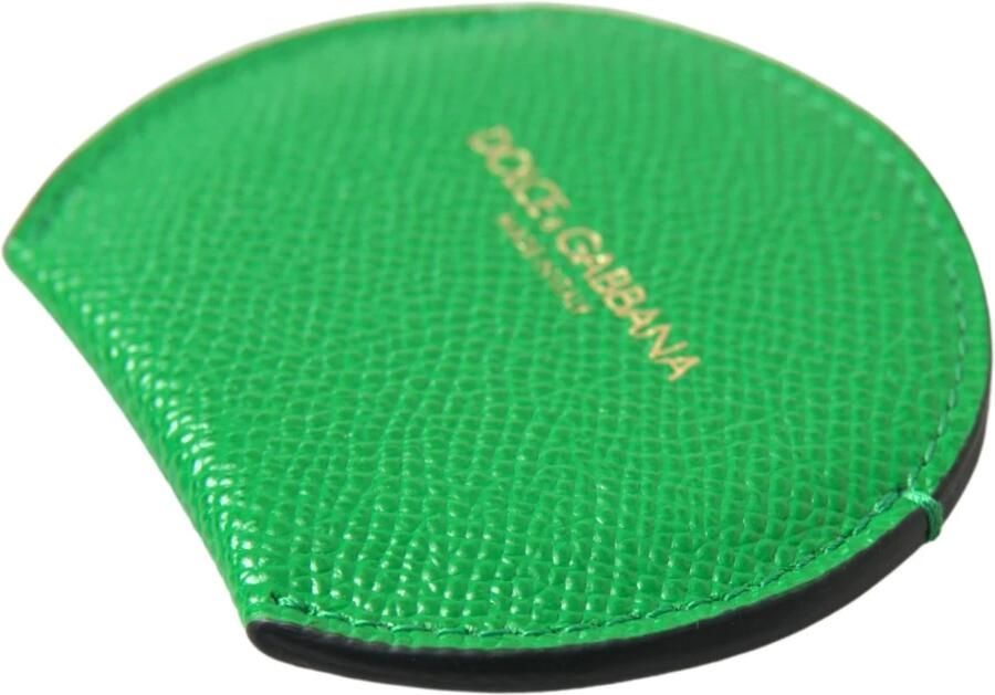 Dolce & Gabbana Groene Leren Ronde Logo Handspiegelhouder Green Dames
