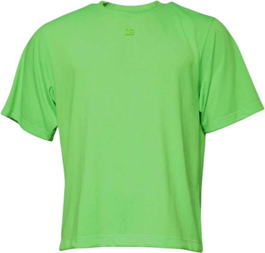 Dolce & Gabbana Groene Logo Polyester Crew Neck T-shirt Green Heren