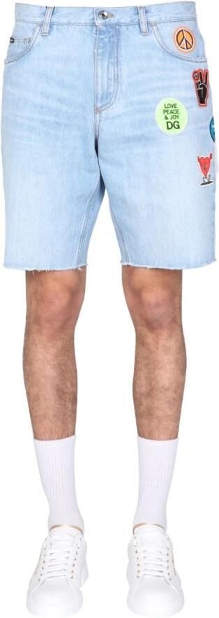D&G Korte Broek D&G Denim Shorts Patch Detail Relaxte pasvorm - Foto 5