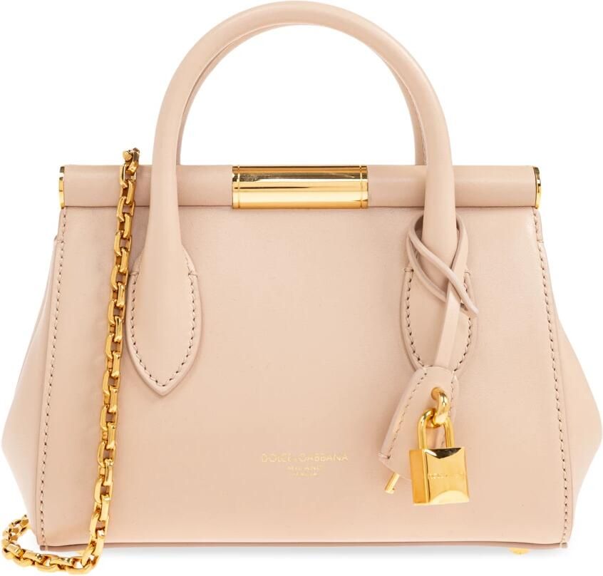 Dolce & Gabbana Elegante Leren Handtas met Kettingriem Beige Dames - Foto 6