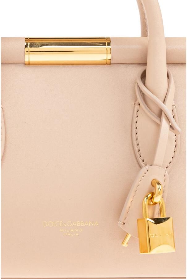 Dolce & Gabbana Elegante Leren Handtas met Kettingriem Beige Dames - Foto 4