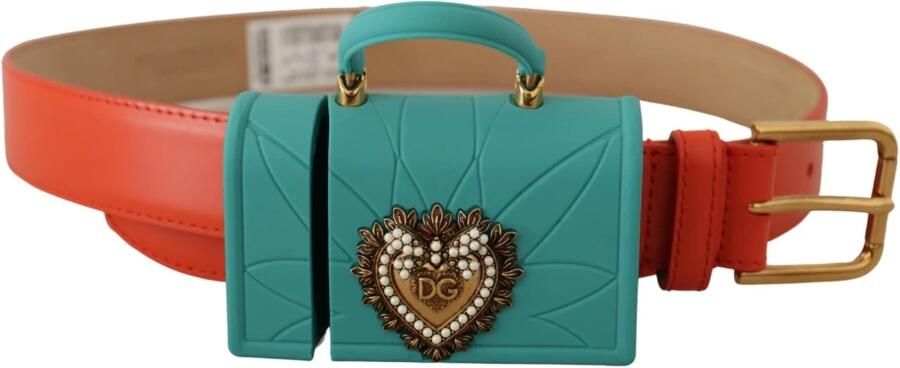 Dolce & Gabbana Oranje Leren Devotion Heart Micro Bag Headphones Riem Orange Dames - Foto 4