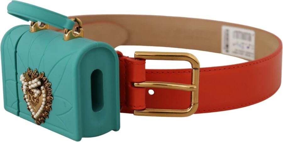 Dolce & Gabbana Oranje Leren Devotion Heart Micro Bag Headphones Riem Orange Dames - Foto 3