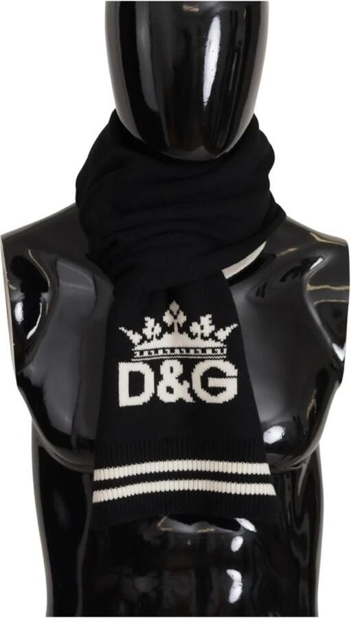 Dolce & Gabbana Zwart Wit Katoenen DG Bedrukte Kasjmier Shawl Sjaal Black Dames - Foto 6