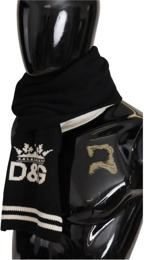 Dolce & Gabbana Zwart Wit Katoenen DG Bedrukte Kasjmier Shawl Sjaal Black Dames - Foto 5