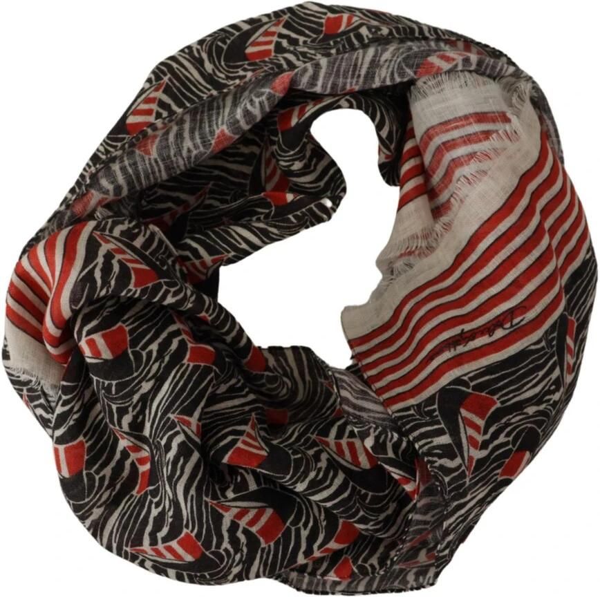 Dolce & Gabbana Zwart Rood Linnen Zeilboot Streep Print Shawl Sjaal Multicolor Heren - Foto 4