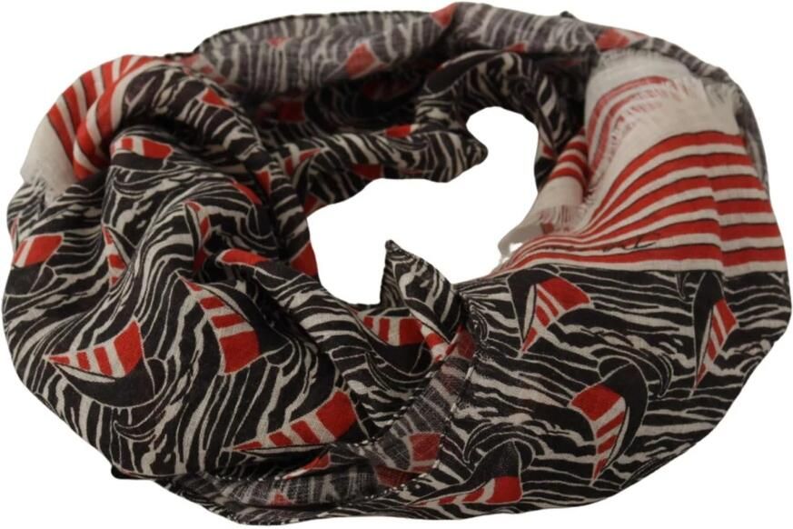 Dolce & Gabbana Zwart Rood Linnen Zeilboot Streep Print Shawl Sjaal Multicolor Heren - Foto 3