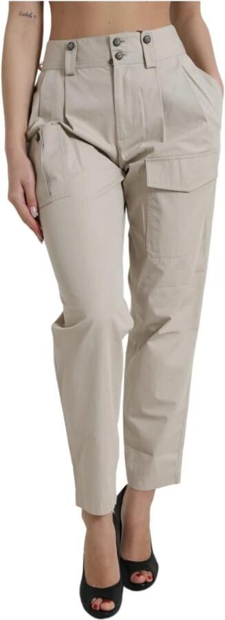 Dolce & Gabbana Hoge taille katoenen taps toelopende broek Beige Dames - Foto 6