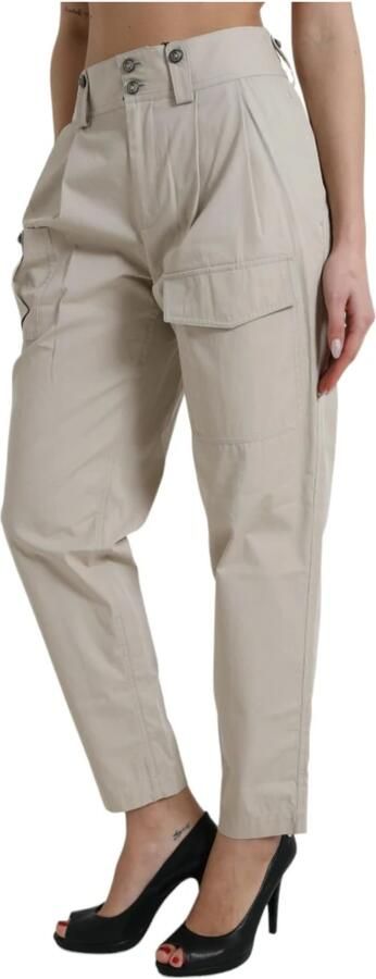 Dolce & Gabbana Hoge taille katoenen taps toelopende broek Beige Dames - Foto 4
