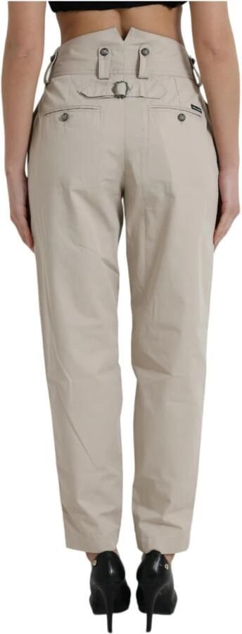 Dolce & Gabbana Hoge taille katoenen taps toelopende broek Beige Dames - Foto 5
