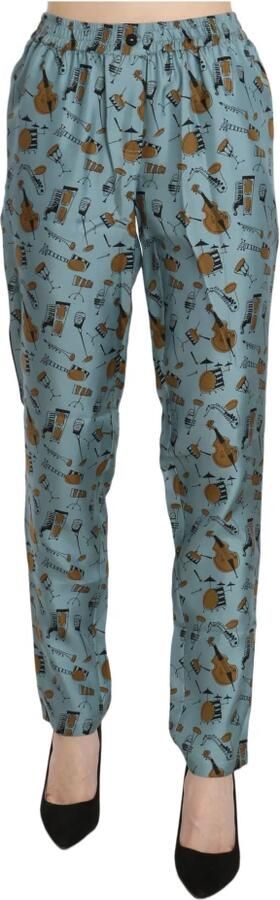 Dolce & Gabbana Blue Musical Instruments Print Tapered Pants Blauw Dames - Foto 2