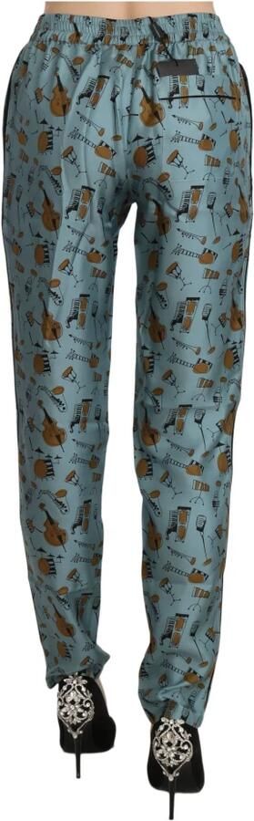 Dolce & Gabbana Blue Musical Instruments Print Tapered Pants Blauw Dames - Foto 3