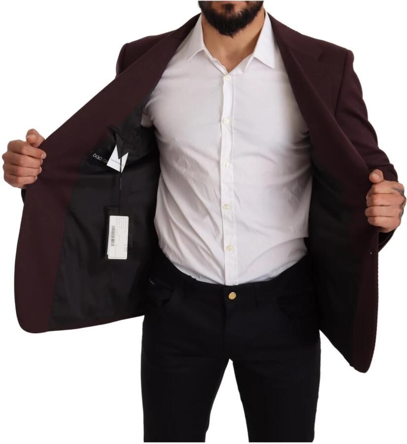 Dolce & Gabbana Prachtige Slim Fit Blazer Jas met Logo Details Purple Heren