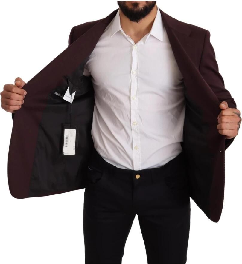 Dolce & Gabbana Prachtige Slim Fit Blazer Jas met Logo Details Purple Heren