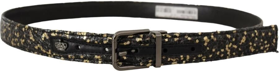 Dolce & Gabbana Goud Zwart Twee-Tinten Leren Chroom Gesp Riem Black Heren - Foto 3