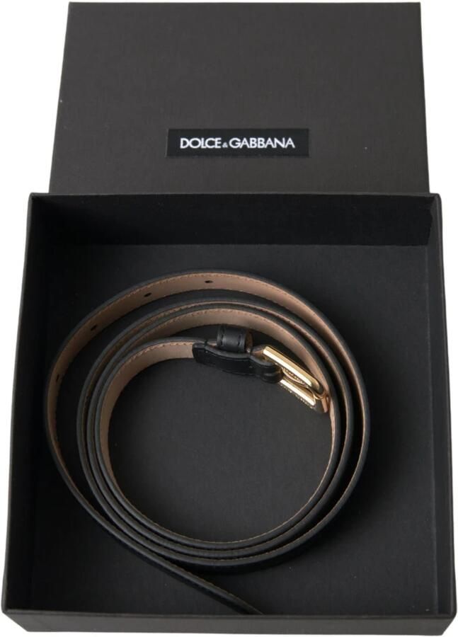 Dolce & Gabbana Italiaanse leren riem met metalen gesp Black Heren