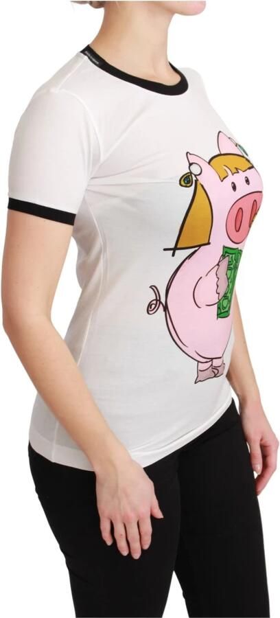 Dolce & Gabbana Witte Jaar van het Varken Katoenen T-shirt Wit Dames - Foto 3