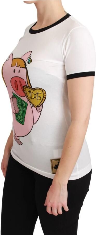 Dolce & Gabbana Witte Jaar van het Varken Katoenen T-shirt Wit Dames - Foto 4