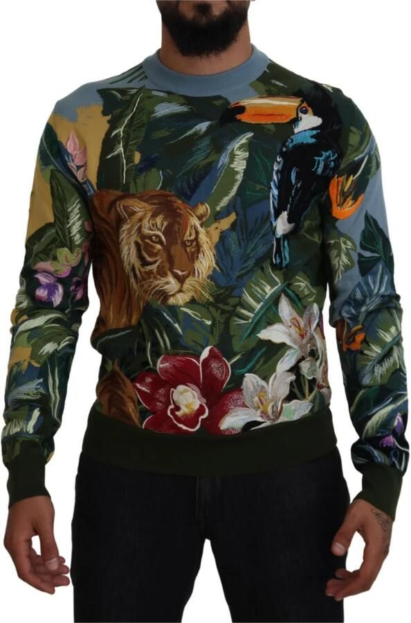 Dolce & Gabbana Multicolor Jungle Geborduurde Trui Multicolor Heren - Foto 17