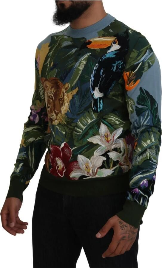 Dolce & Gabbana Multicolor Jungle Geborduurde Trui Multicolor Heren - Foto 15